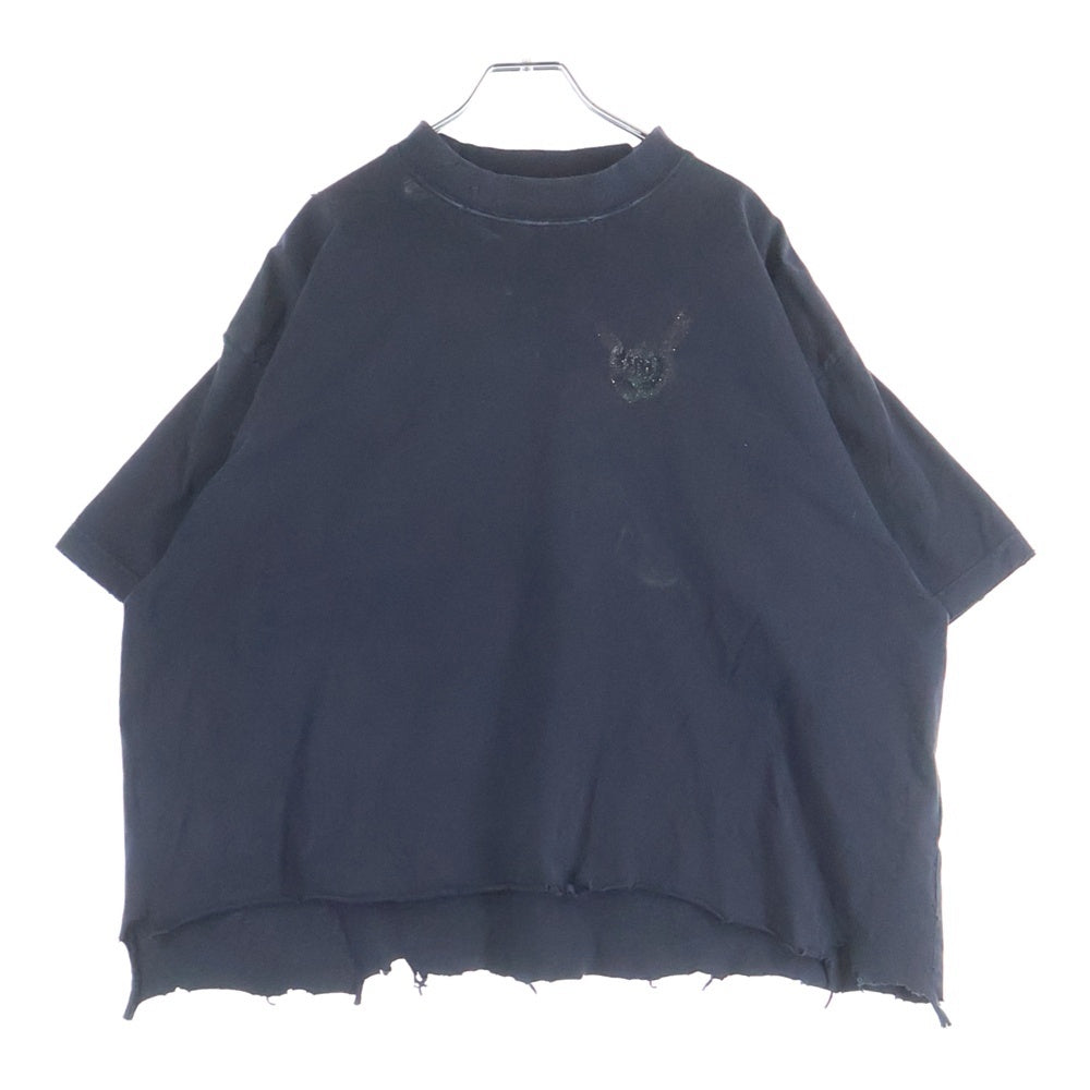 BALENCIAGA(バレンシアガ) デストロイ加工 ラメロゴ 半袖Tシャツ カットソー グレー 783399