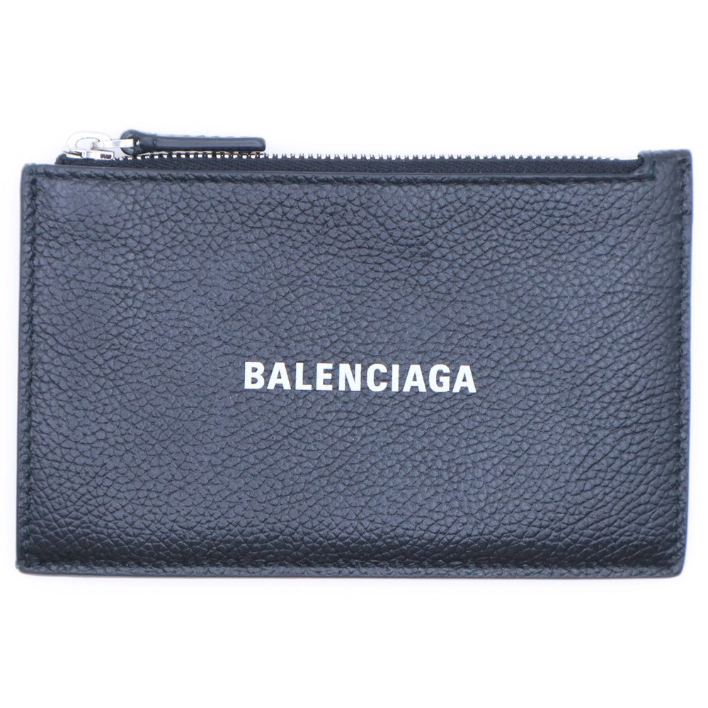 BALENCIAGA(バレンシアガ) ロゴプリント レザーカードケース コインケース ブラック 640535