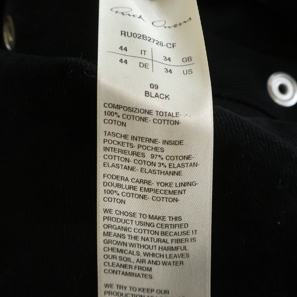 Rick Owens(リックオウエンス) Strobe Heavy Cotton Shirt ボタンアップ ヘビーコットン 長袖シャツジャケット ブラック RU02B2728