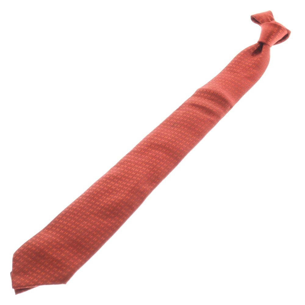 HERMES(エルメス) 総柄 Hロゴ ネクタイ シルク オレンジ