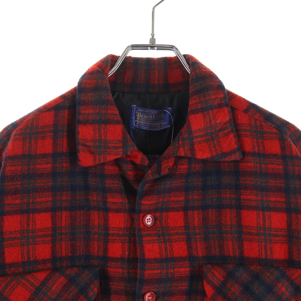 PENDLETON(ペンドルトン) 50S VINTAGE ヴィンテージ ボートシャツ バージン ウール チェック 長袖 シャツ レッド