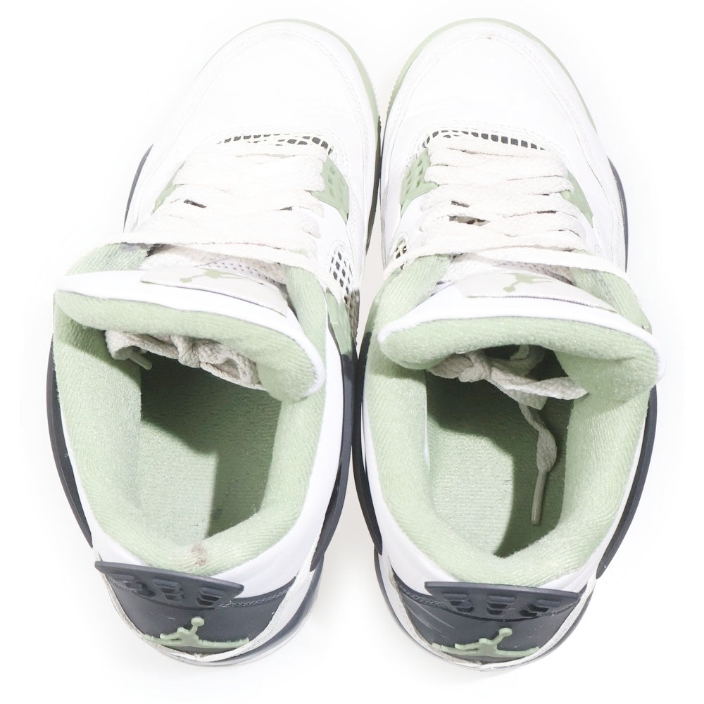 NIKE(ナイキ) AIR JORDAN 4 RETRO エア ジョーダン 4 レトロ ハイカットスニーカー シューズ ホワイト/グリーン US7.5/24.5cm AQ9129-103 レディース