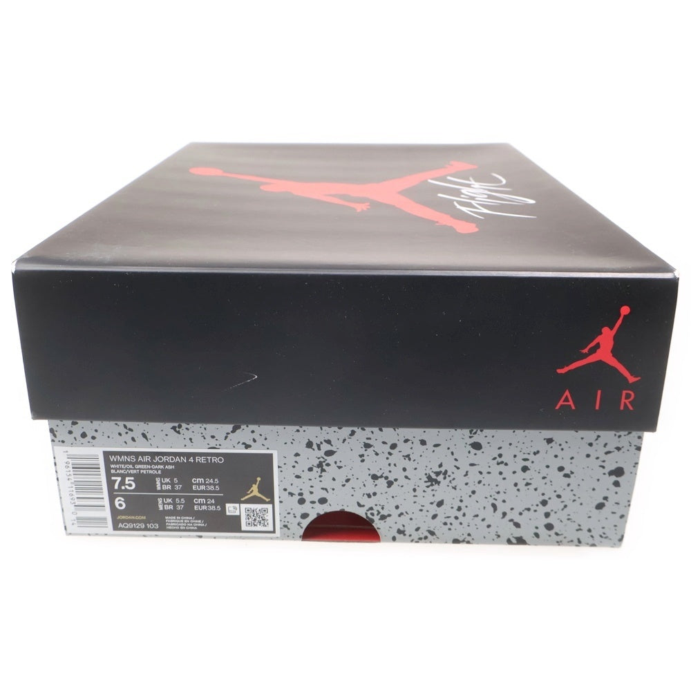 NIKE(ナイキ) AIR JORDAN 4 RETRO エア ジョーダン 4 レトロ ハイカットスニーカー シューズ ホワイト/グリーン US7.5/24.5cm AQ9129-103 レディース