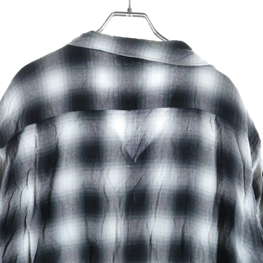 PENNEYS TOWNCRAFT(ぺニーズタウンクラフト) オンブレ チェック レーヨン オープンカラー 半袖 シャツ グレー