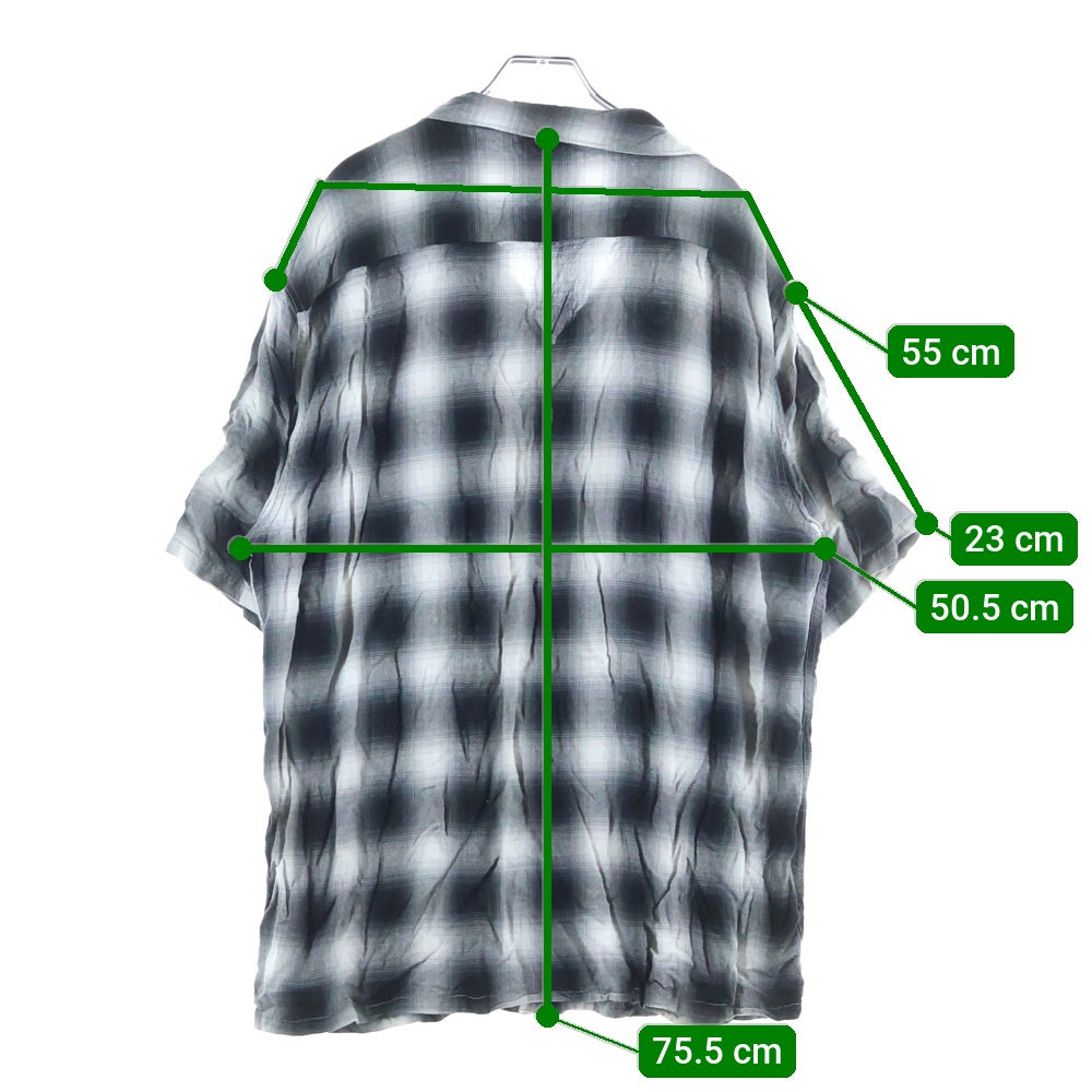 PENNEYS TOWNCRAFT(ぺニーズタウンクラフト) オンブレ チェック レーヨン オープンカラー 半袖 シャツ グレー