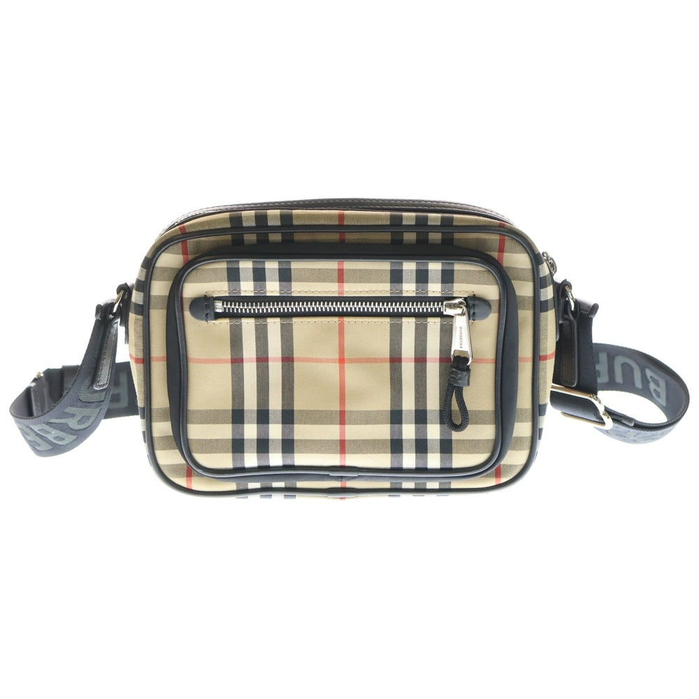 BURBERRY(バーバリー) チェック柄 クロスボディバッグ キャンバス ブラウン 801052