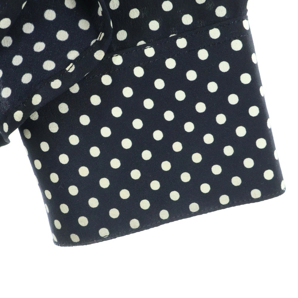 SAINT LAURENT PARIS(サンローランパリ) ポルカドットシルクイヴカラー長袖シャツ ブラック/ホワイト 646850 Y1H53