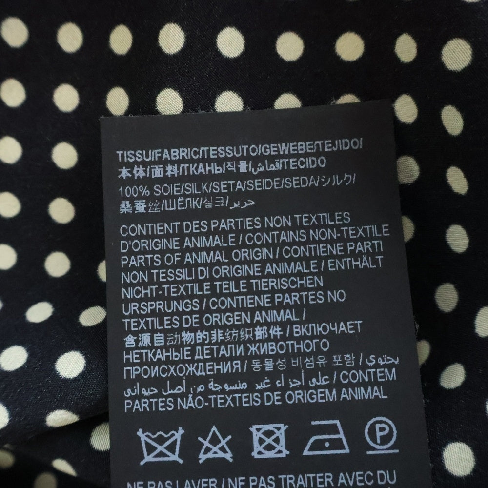 SAINT LAURENT PARIS(サンローランパリ) ポルカドットシルクイヴカラー長袖シャツ ブラック/ホワイト 646850 Y1H53