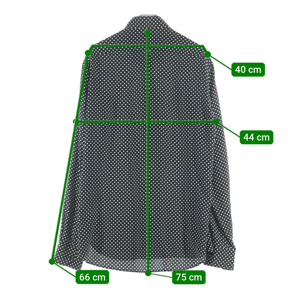 SAINT LAURENT PARIS(サンローランパリ) ポルカドットシルクイヴカラー長袖シャツ ブラック/ホワイト 646850 Y1H53