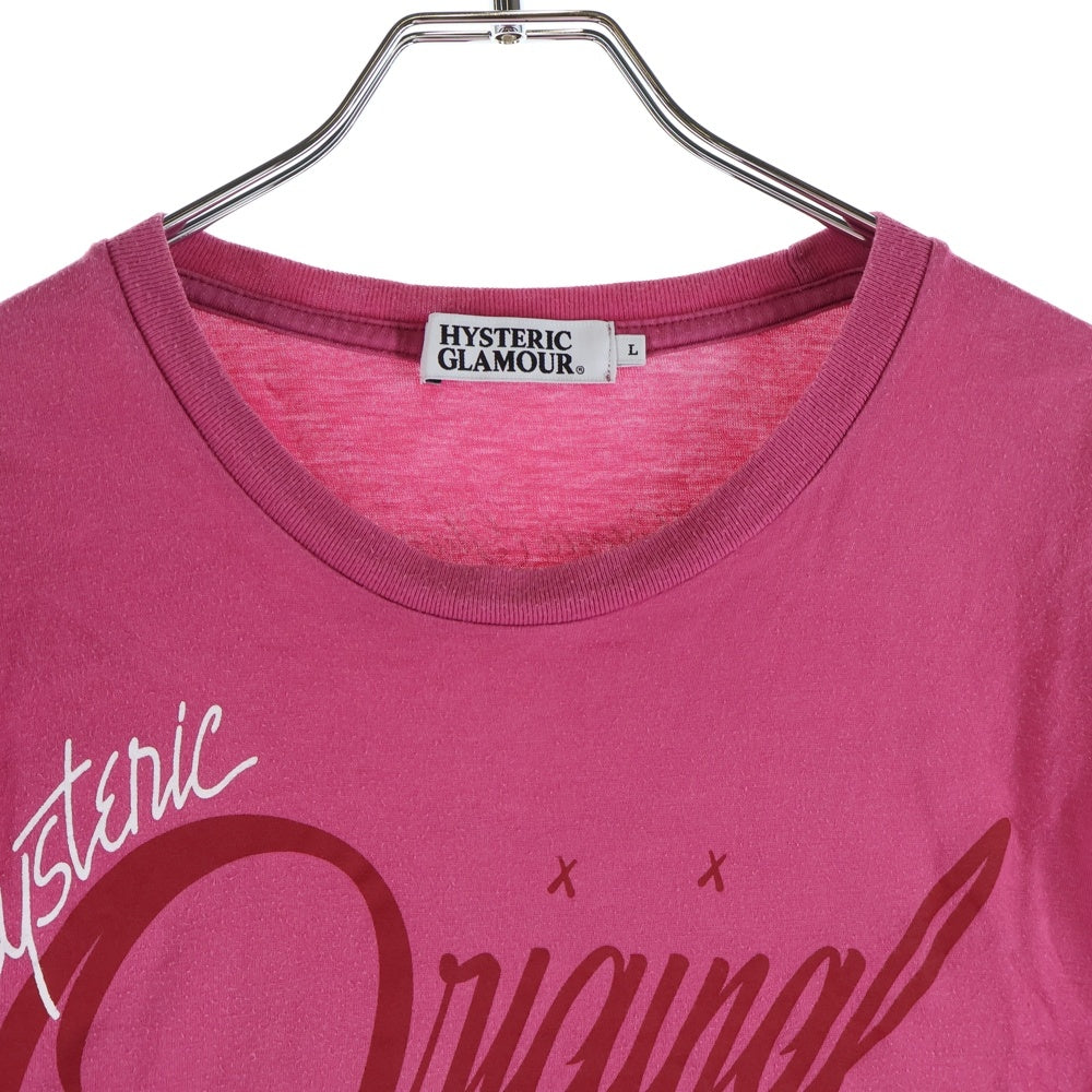 HYSTERIC GLAMOUR(ヒステリックグラマー) × KAWS カウズ ORIGINAL FAKE オリジナルフェイク ガールプリント 半袖Tシャツ ピンク 0212CT23