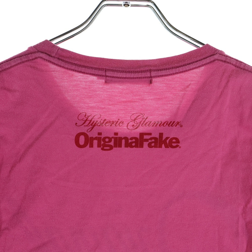 HYSTERIC GLAMOUR(ヒステリックグラマー) × KAWS カウズ ORIGINAL FAKE オリジナルフェイク ガールプリント 半袖Tシャツ ピンク 0212CT23