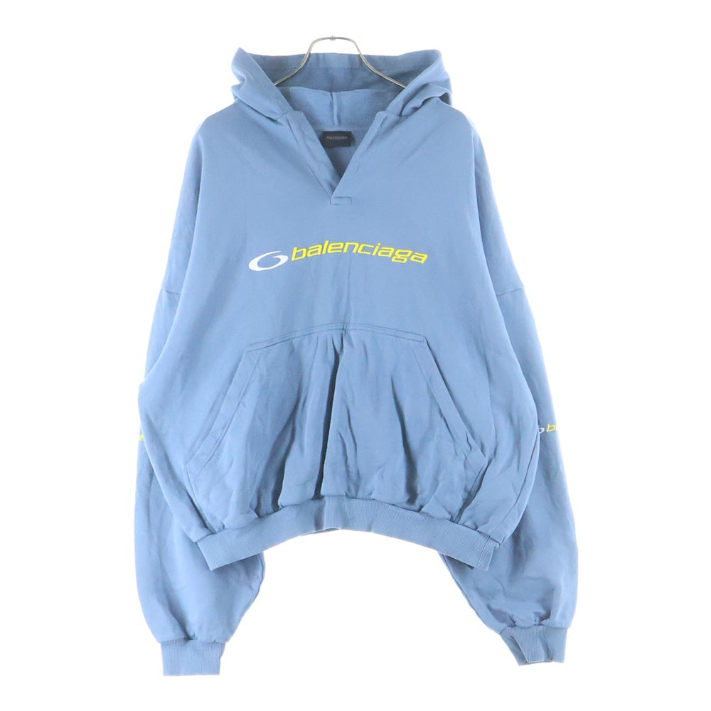 BALENCIAGA(バレンシアガ) エンブロイダリー ロゴ スウェット プルオーバー パーカー ブルー 827939 TSV01