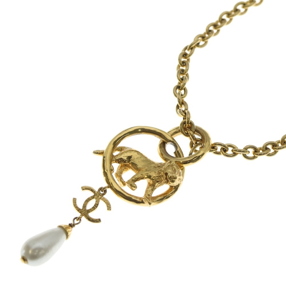 CHANEL(シャネル) ライオン ココマーク パール チェーン ペンダント ネックレス ゴールド AB8771