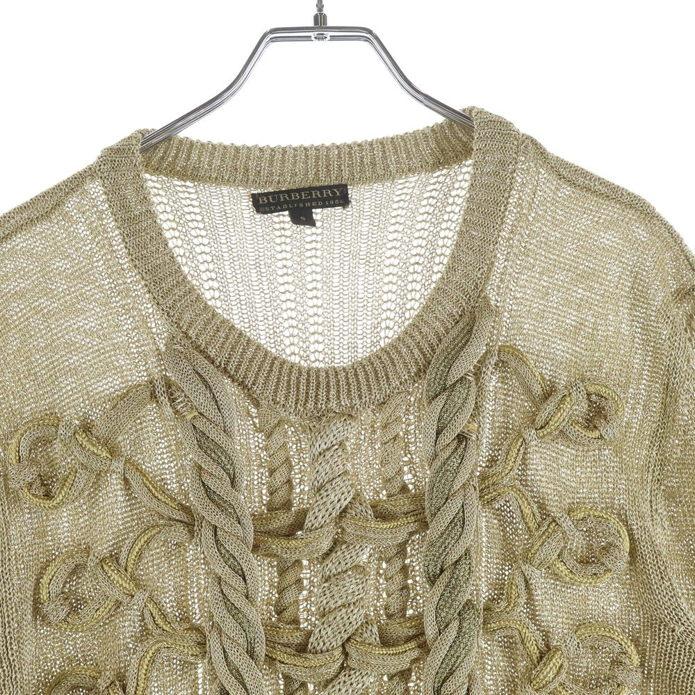 BURBERRY(バーバリー) メッシュ ケーブルニット セーター ゴールド