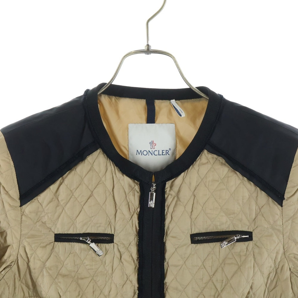 MONCLER(モンクレール) ROSELINE ノーカラー キルティング ジップアップジャケット ブラウン/ブラック 210934550600 レディース