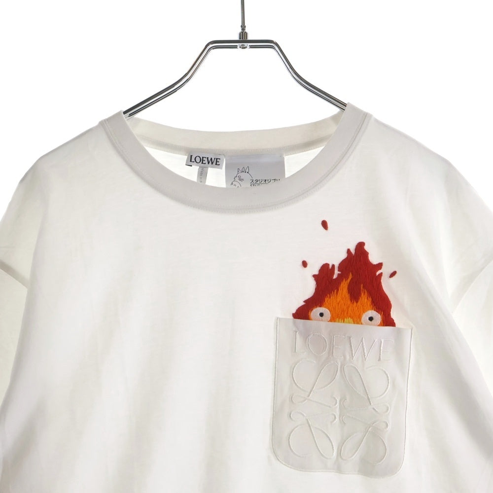 LOEWE(ロエベ) 23SS ×スタジオジブリ ハウルの動く城 刺繍デザイン半袖Tシャツ カットソー ホワイト HB44Y22X03