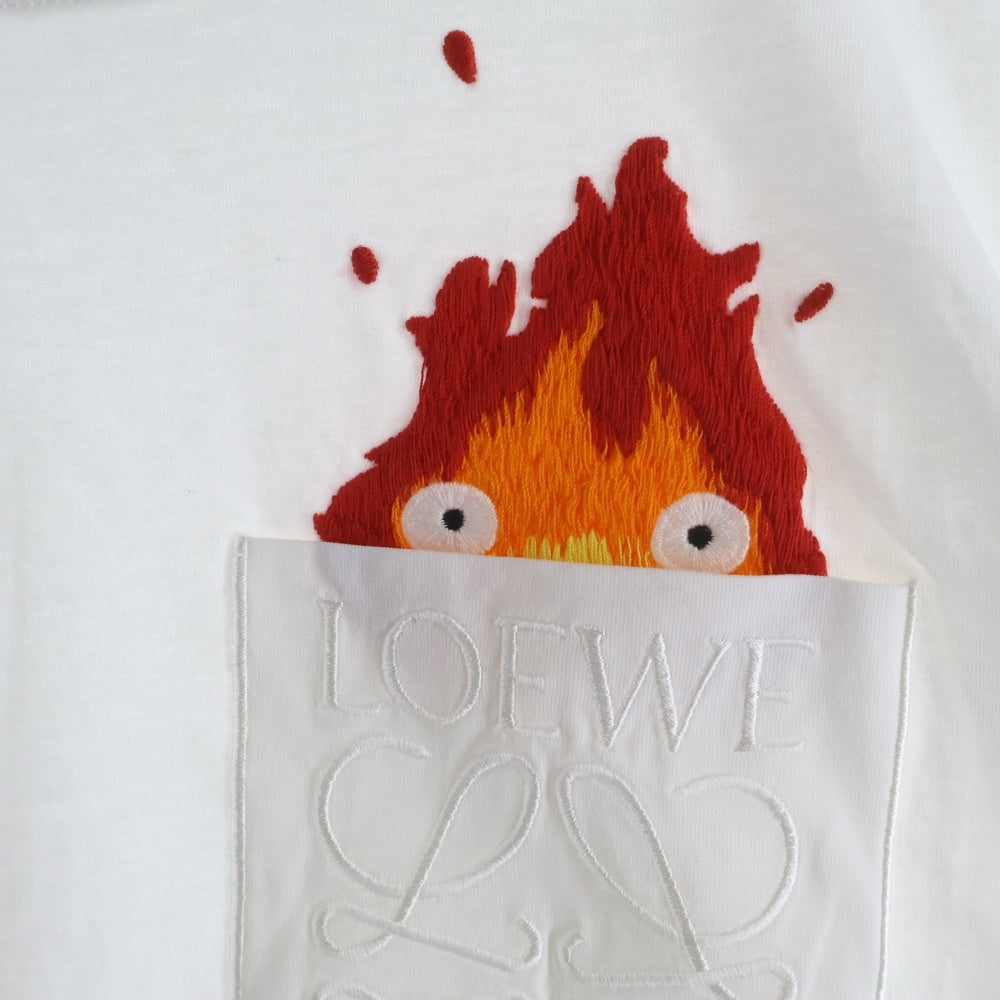 LOEWE(ロエベ) 23SS ×スタジオジブリ ハウルの動く城 刺繍デザイン半袖Tシャツ カットソー ホワイト HB44Y22X03