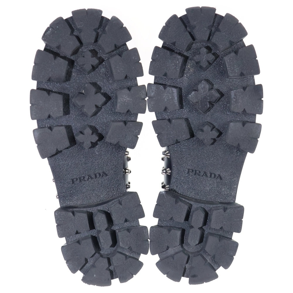 PRADA(プラダ) モノリス ブラッシュドレザー スタッズ装飾 ローファー ブラック