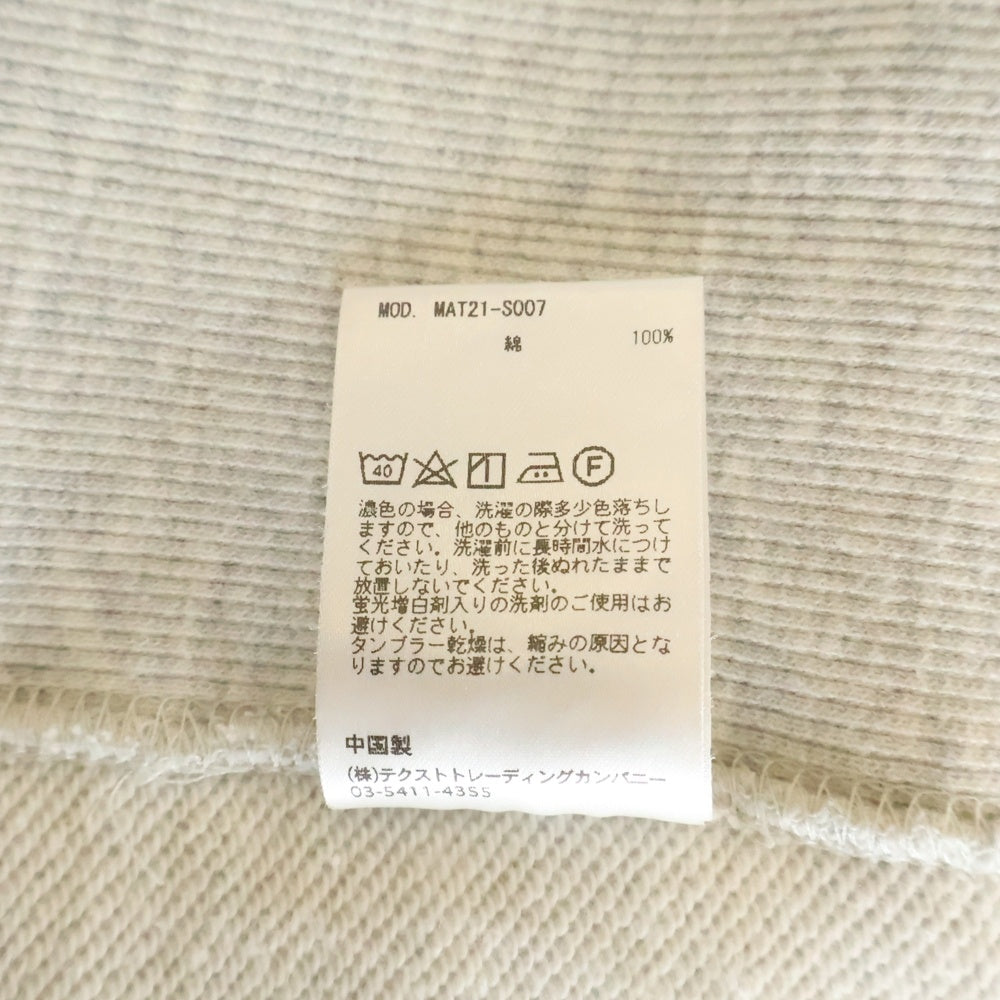 ATMOS(アトモス) 21SS CUT-OFF ロゴ刺繍 クルーネックスウェット グレー MAT21-S007