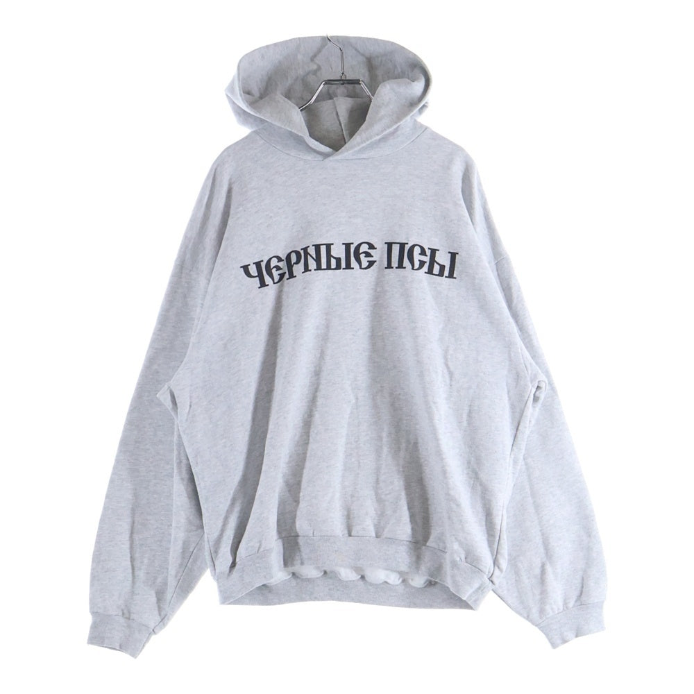 YEEZY(イージー) × Gosha Rubchinskiy ゴーシャ ラブチンスキー ロゴ プリント スウェット プルオーバーパーカー グレー