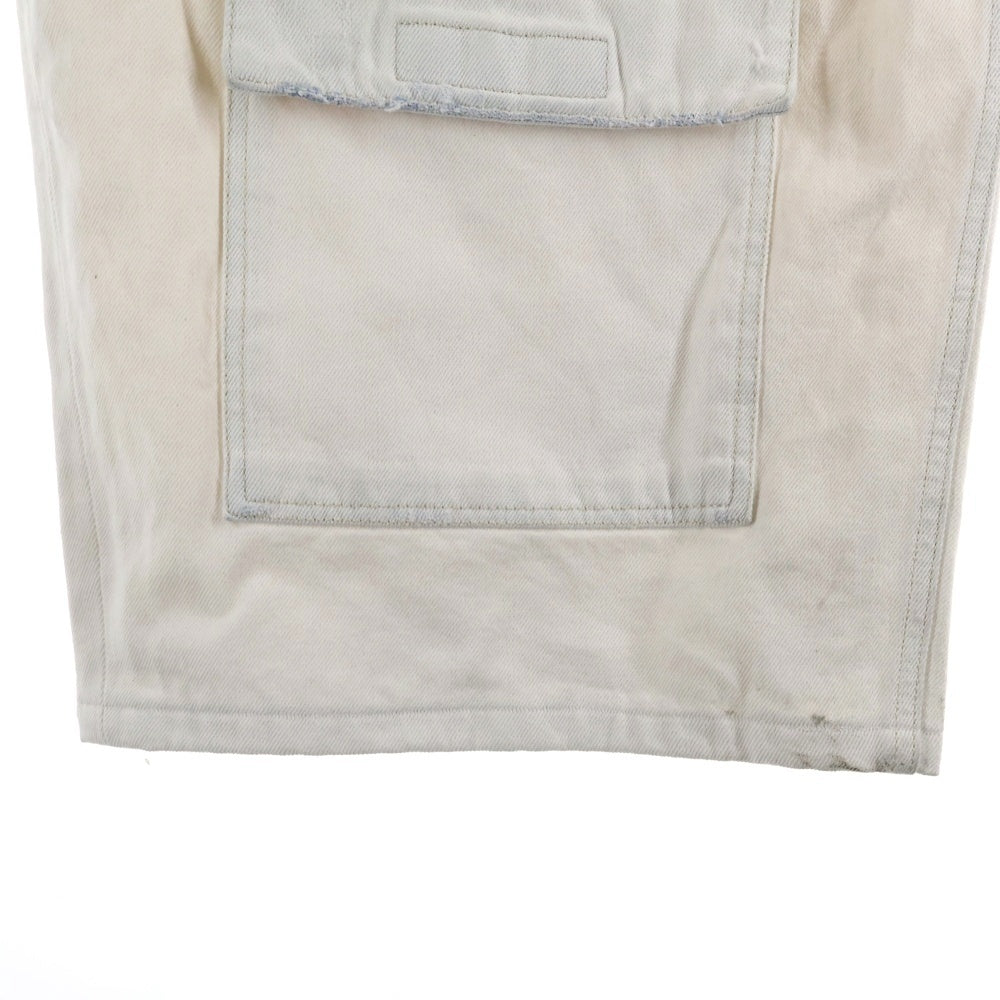 BALENCIAGA(バレンシアガ) Oversized Cargo Pant オーバーサイズ ハーフパンツ切替 ダメージ加工 カーゴパンツ アイボリー 675217 TAP04