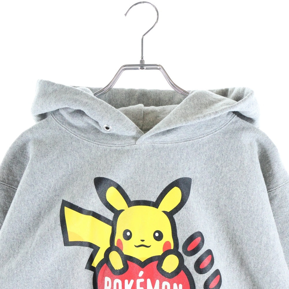 HUMAN MADE(ヒューマンメイド) 25AW ×POKEMON MADE HEAVYWEIGHT HOODIE ポケモン ピカチュウ フロントロゴプリント プルオーバースウェットパーカー フーディ グレー XX30CS006