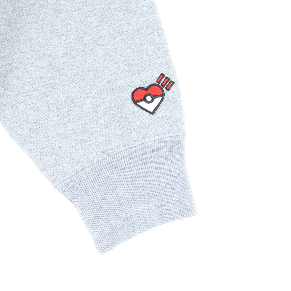 HUMAN MADE(ヒューマンメイド) 25AW ×POKEMON MADE HEAVYWEIGHT HOODIE ポケモン ピカチュウ フロントロゴプリント プルオーバースウェットパーカー フーディ グレー XX30CS006