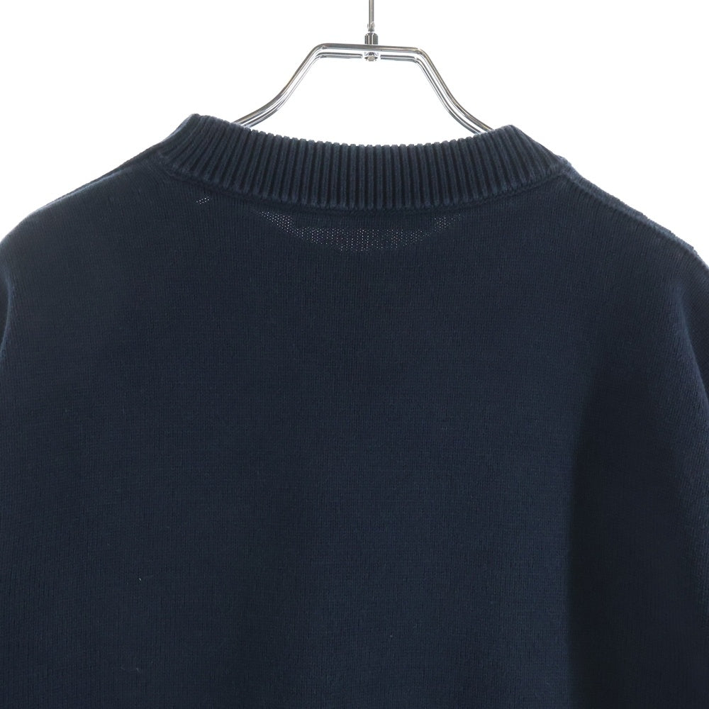 LOUIS VUITTON(ルイヴィトン) 24AW Embroidered Cotton Blend Creneck knit エンブロイダリーロゴ クルーネックコットンニット ネイビー RM242MM TBY HRN13W