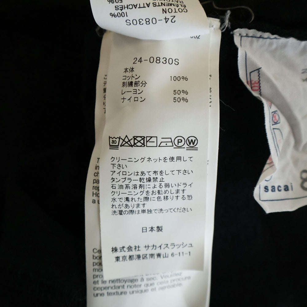 Sacai(サカイ) 24AW Gonz Patch T-Shirt 24-0830S ゴンズ パッチ クルーネック半袖Tシャツ ブラック 24-0830S