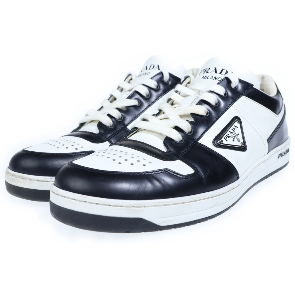 PRADA(プラダ) トライアングルロゴ レザーローカットスニーカー シューズ ブラック/ホワイト 2EE364