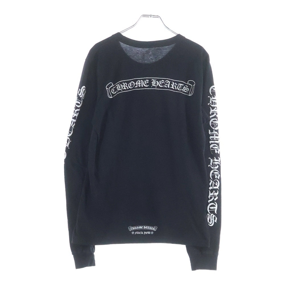 CHROME HEARTS(クロムハーツ) Scroll Logo L/S Pocket T-shirt スクロールロゴ 袖ロゴプリント クルーネック長袖ポケットTシャツ カットソー ブラック
