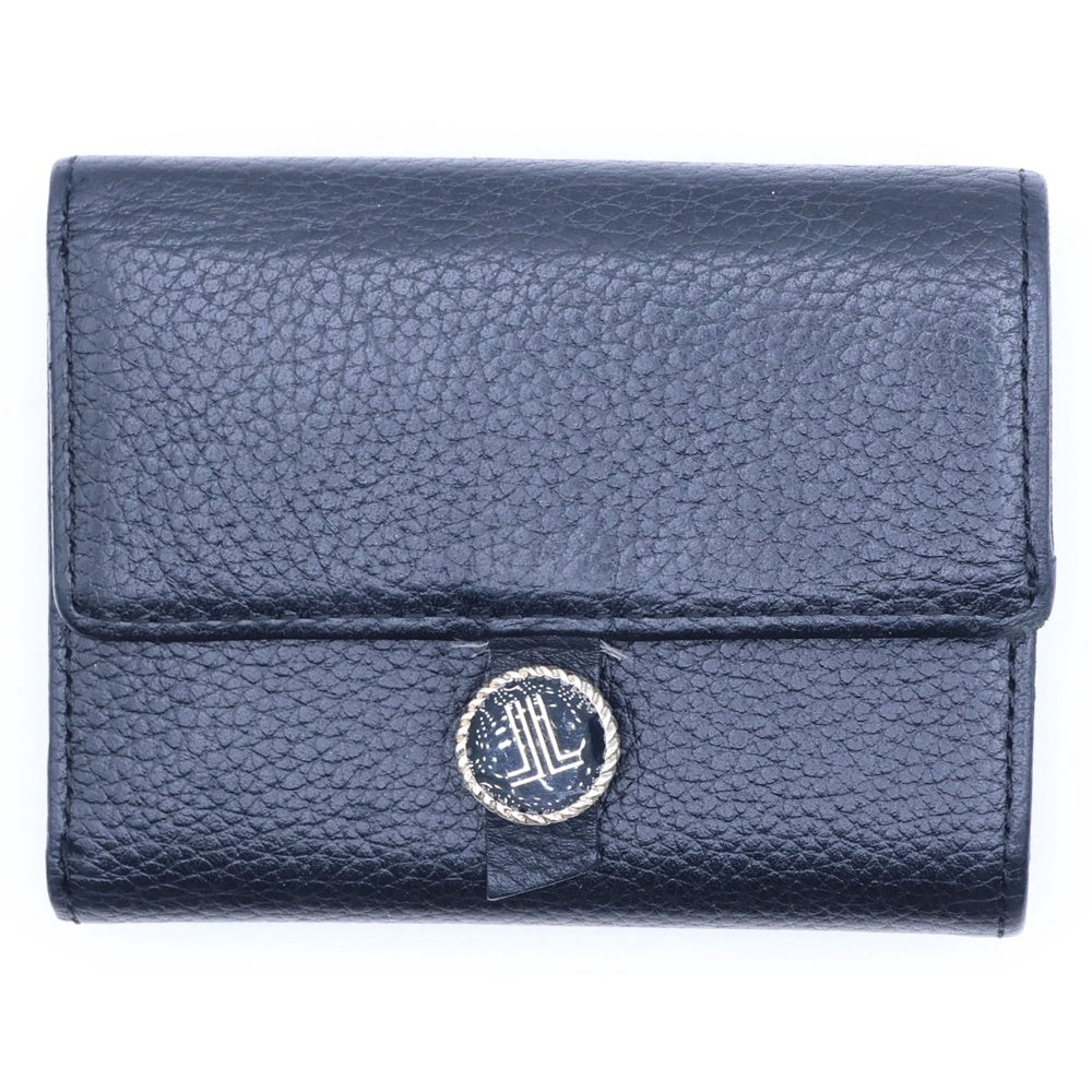 LANVIN(ランバン) レザーコンパクトウォレット ロゴプレート コインケース ブラック