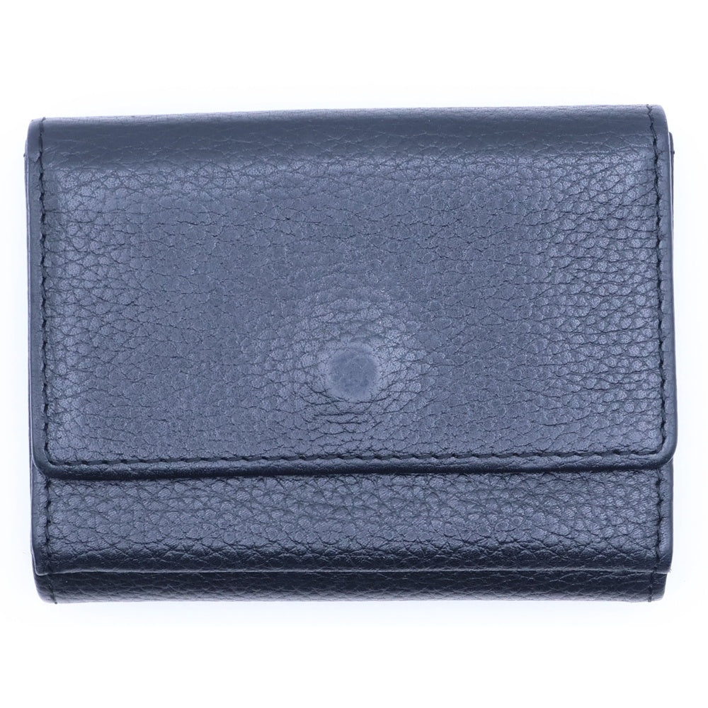 LANVIN(ランバン) レザーコンパクトウォレット ロゴプレート コインケース ブラック