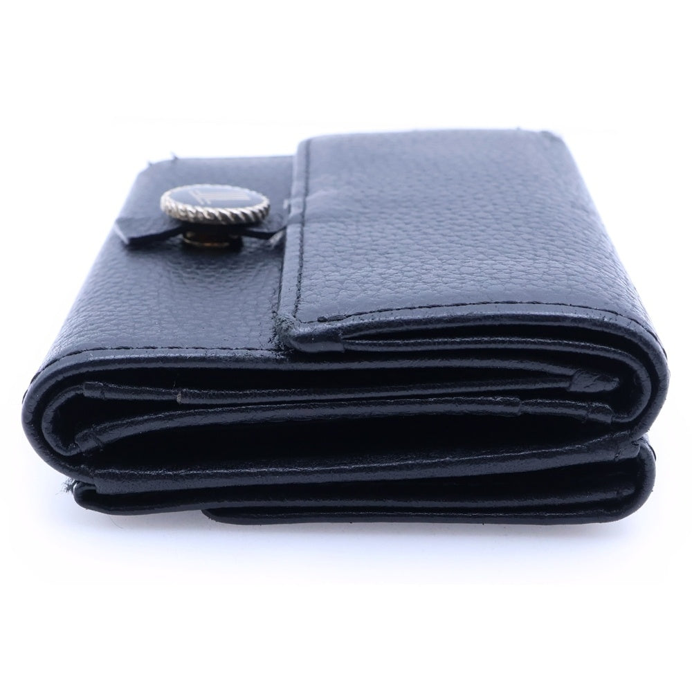 LANVIN(ランバン) レザーコンパクトウォレット ロゴプレート コインケース ブラック