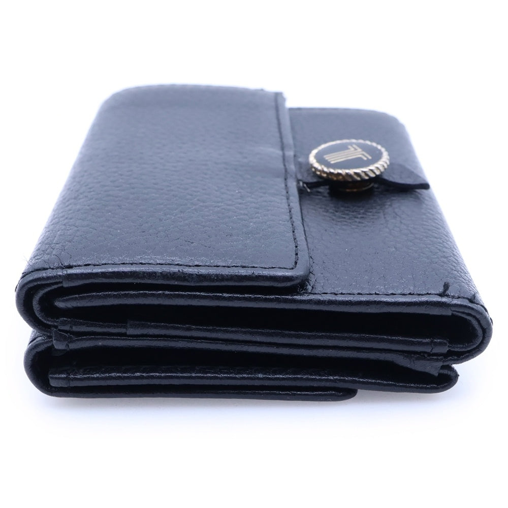 LANVIN(ランバン) レザーコンパクトウォレット ロゴプレート コインケース ブラック