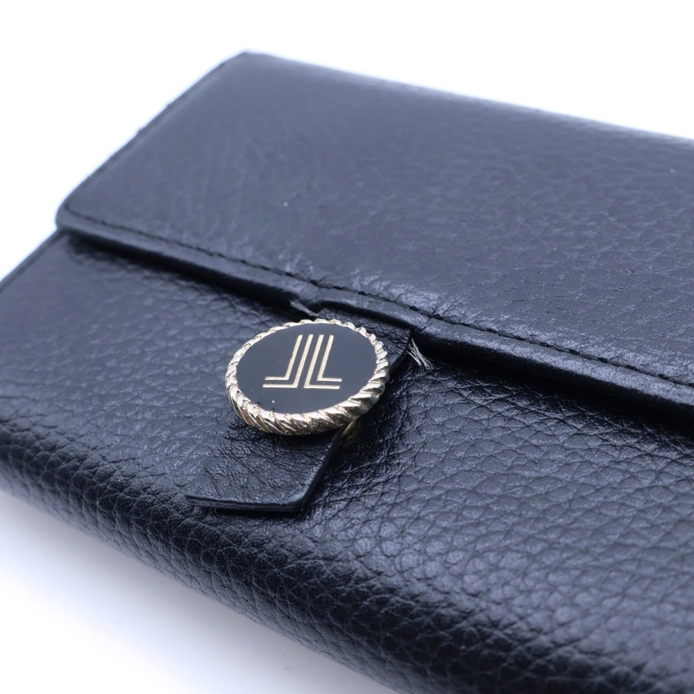 LANVIN(ランバン) レザーコンパクトウォレット ロゴプレート コインケース ブラック