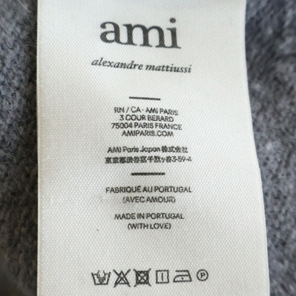 AMI Alexandre Mattiussi(アミアレクサンドルマテュッシ) Knit Sweater ハートロゴ クルーネック ニットセーター グレー