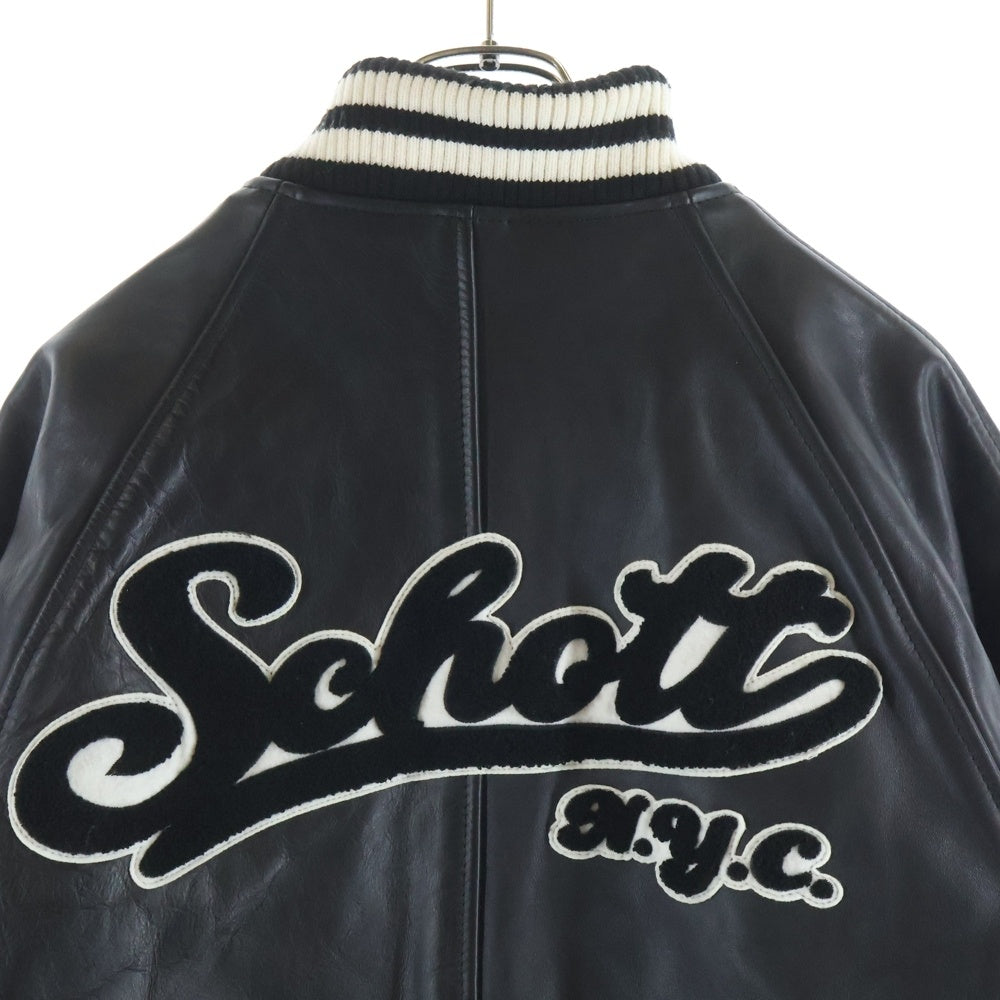JUNYA WATANABE COMME des GARCONS(ジュンヤワタナベ コムデギャルソン) ×SCHOTT W-NAME JACKET Wネーム スタジアムジャケット バックロゴデザインジャケット ブラック/ホワイト WN-J901