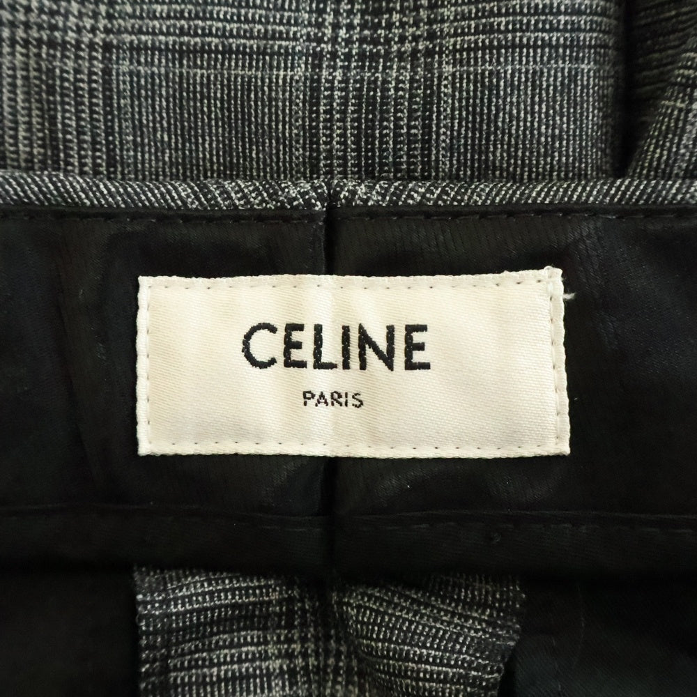 CELINE(セリーヌ) ジャギーチェック ウール スラックスパンツ グレー 2P194816H