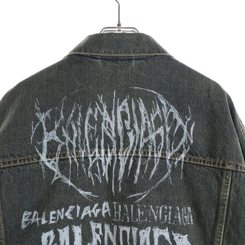 BALENCIAGA(バレンシアガ) 24SS LARGE FIT JACKET WASHED BLACK PAGODA 773804 TBP47 メタルロゴ ラージフィットデニムジャケット ブラック
