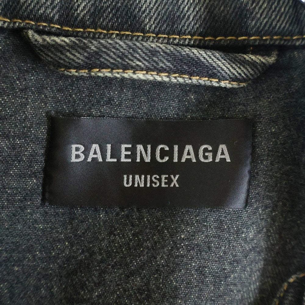 BALENCIAGA(バレンシアガ) 24SS LARGE FIT JACKET WASHED BLACK PAGODA 773804 TBP47 メタルロゴ ラージフィットデニムジャケット ブラック