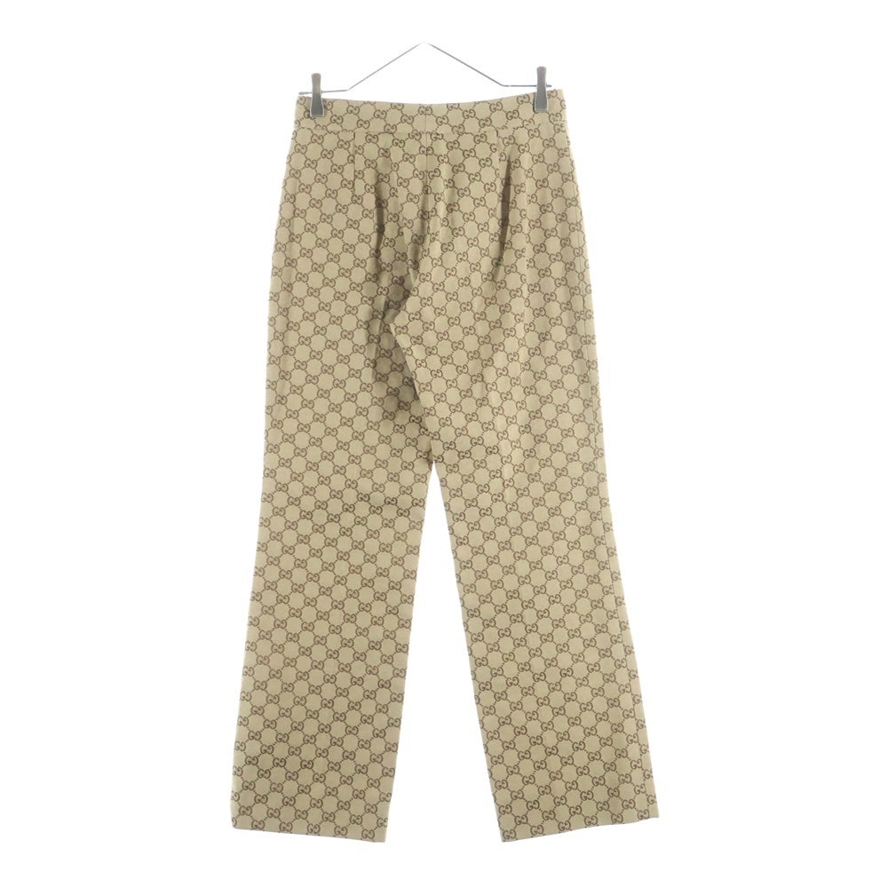 GUCCI(グッチ) GGスプリーム ホースビットベルト ストレートパンツ ブラウン 681507
