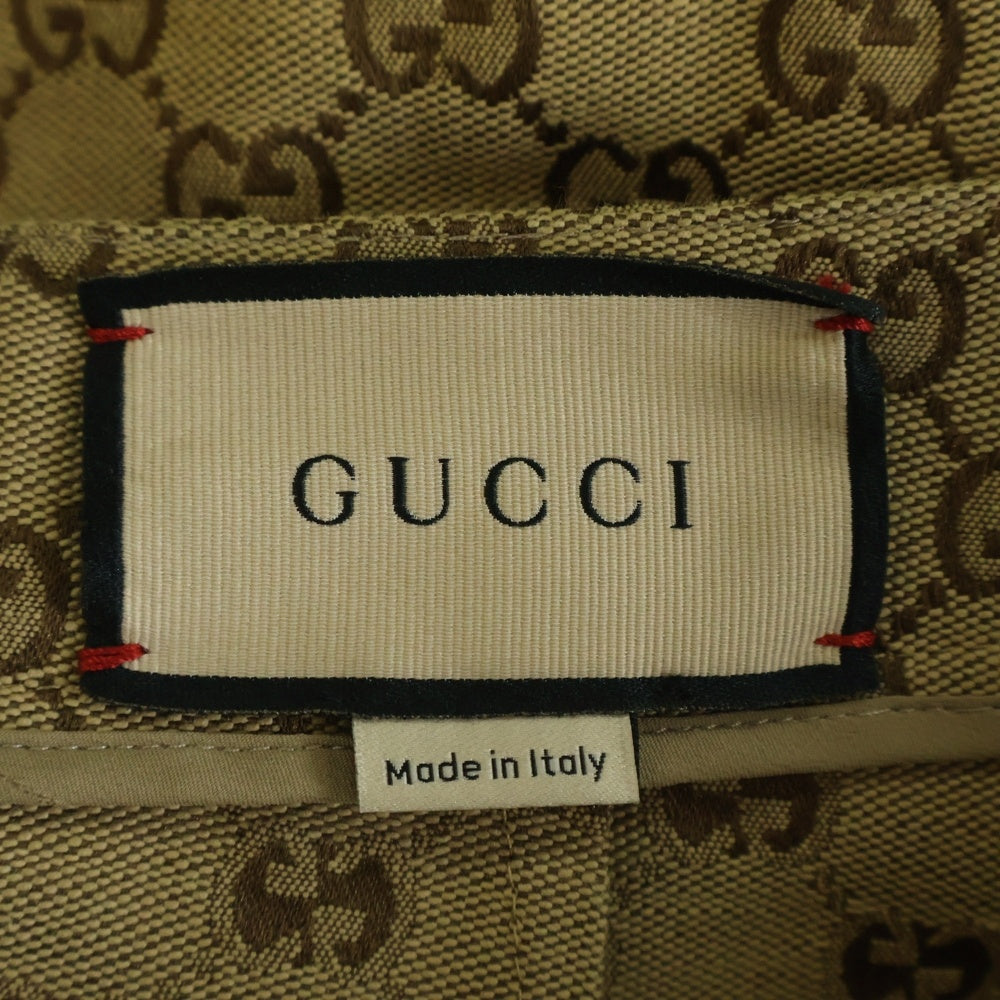 GUCCI(グッチ) GGスプリーム ホースビットベルト ストレートパンツ ブラウン 681507