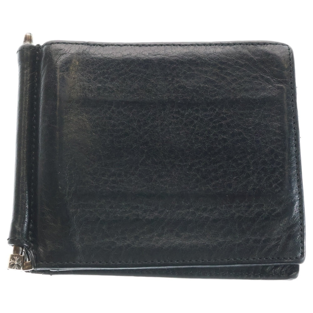 CHROME HEARTS(クロムハーツ) WALLET MONEY CLIP マネークリップ付き レザーウォレット財布 ブラック