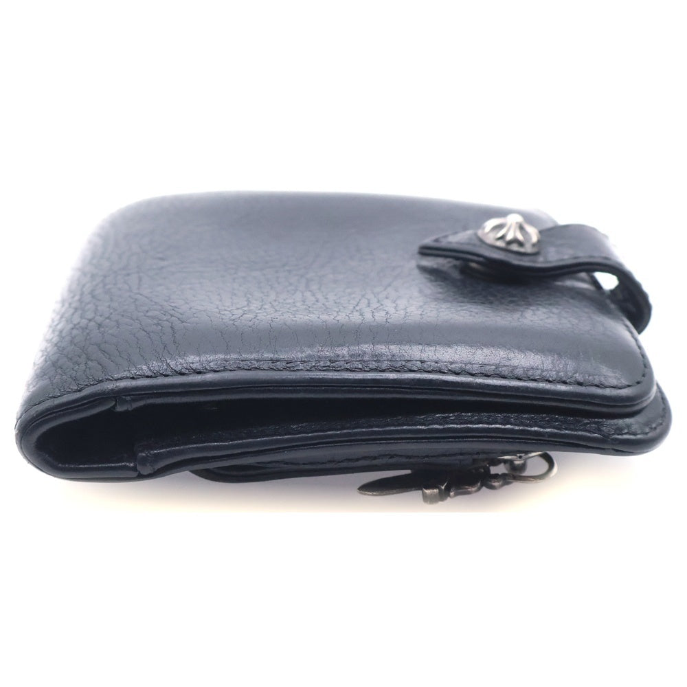CHROME HEARTS(クロムハーツ) SQ BTN BILL スクエアボタンビル フラップボタンレザーウォレット財布 ブラック