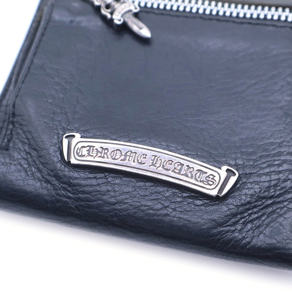 CHROME HEARTS(クロムハーツ) SQ BTN BILL スクエアボタンビル フラップボタンレザーウォレット財布 ブラック