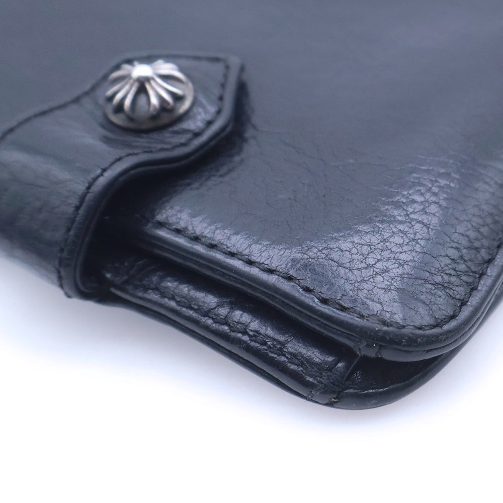 CHROME HEARTS(クロムハーツ) SQ BTN BILL スクエアボタンビル フラップボタンレザーウォレット財布 ブラック