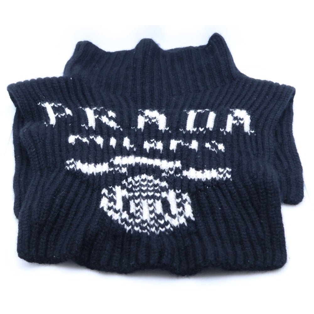 PRADA(プラダ) フロントロゴ カシミア マフラー ブラック UMS417