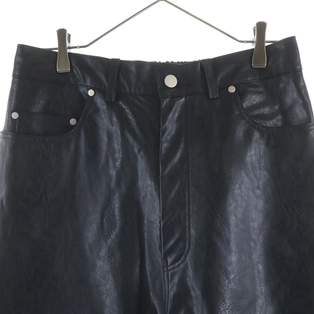 MAISON SPECIAL(メゾンスペシャル ) フェイクレザー カットオフ レザーワイドパンツ ブラック 11242461219