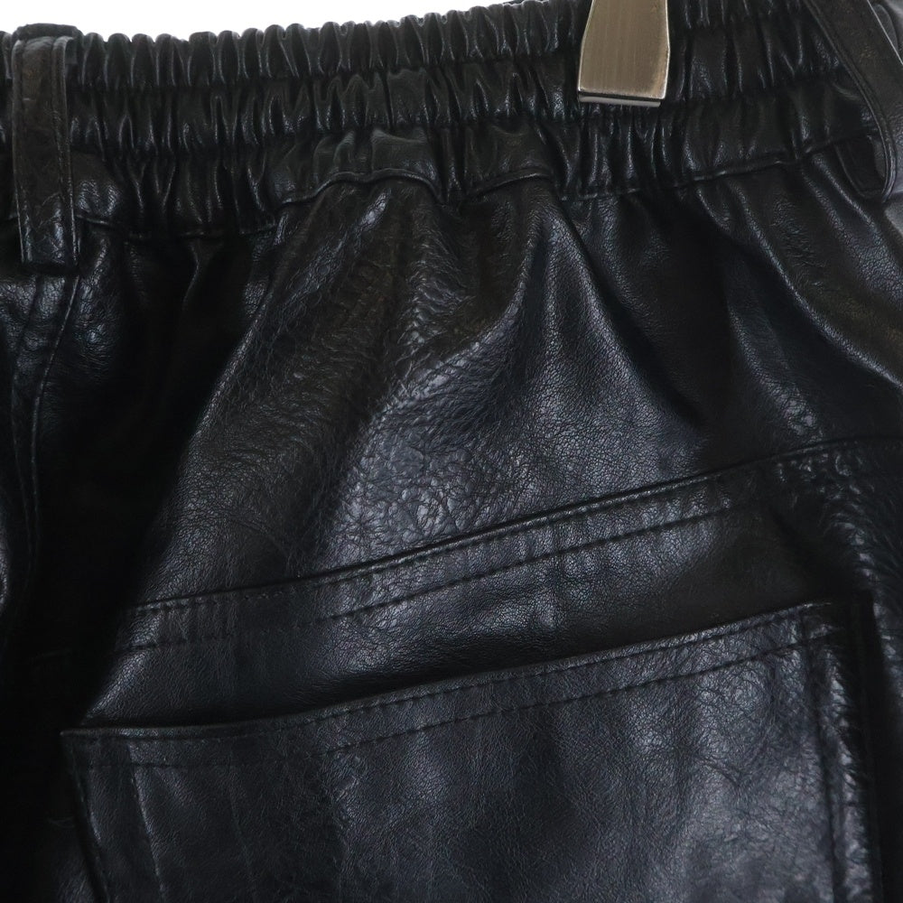 MAISON SPECIAL(メゾンスペシャル ) フェイクレザー カットオフ レザーワイドパンツ ブラック 11242461219